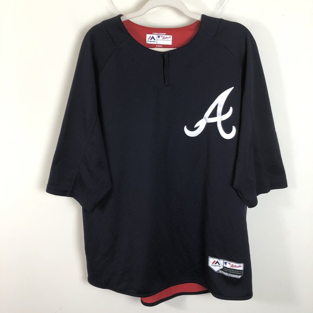 Atlanta Braves Majestic Cool Base Shirt Jersey Men XL Navy MLB Baseball Training